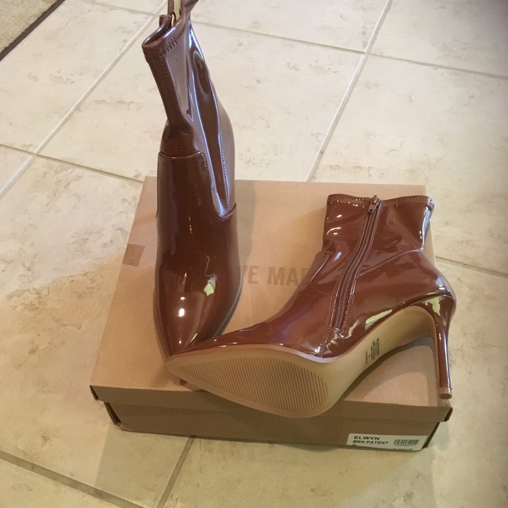 Steve Madden Glossy Brown Heeled Boots